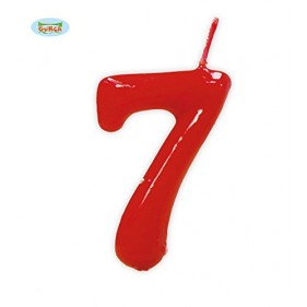 Vela roja con el número 7 para cumpleaños