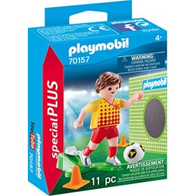 PLAYMOBIL 70157 Special Plus Jugadores de Fútbol con Puerta Pared, Multicolor, Color carbón